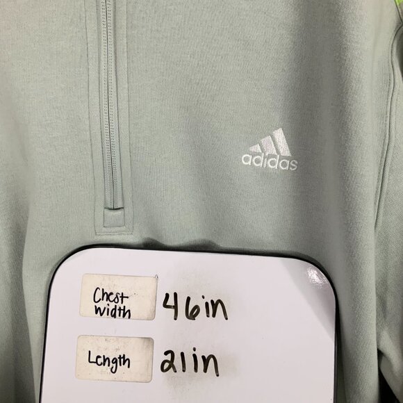 Adidas Cropped Hoodie Green Quarter Zip Logo Pullover Size XL Long Flare Sleeves - Picture 8 of 8